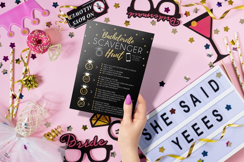 Your Main Event Prints 25 Bachelorette Scavenger Hunt Party Games, Drinking Game and Dares, Fun Novelty Cards for Girls Night Out - Image 4